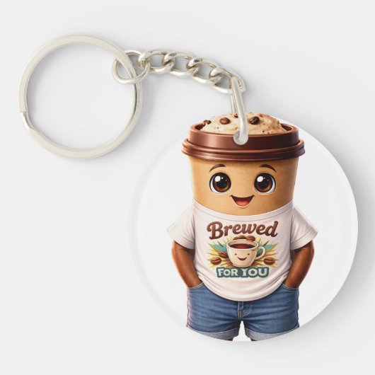 Koffie Man – Leuke Vormgeving voor Ware Koffie Kon Sleutelhanger (Voorkant)