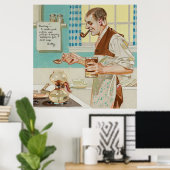 Koffie, Man maken Koffie, Retro  wandkunst Poster (Thuiskantoor)