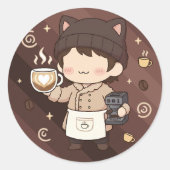 Koffie Meester Espresso Expert Kunst Ronde Sticker (Voorkant)