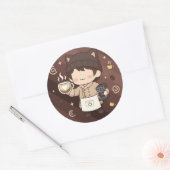 Koffie Meester Espresso Expert Kunst Ronde Sticker (Envelop)