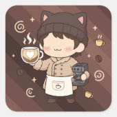 Koffie Meester Espresso Expert Kunst Vierkante Sticker (Voorkant)