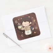 Koffie Meester Espresso Expert Kunst Vierkante Sticker (Envelop)