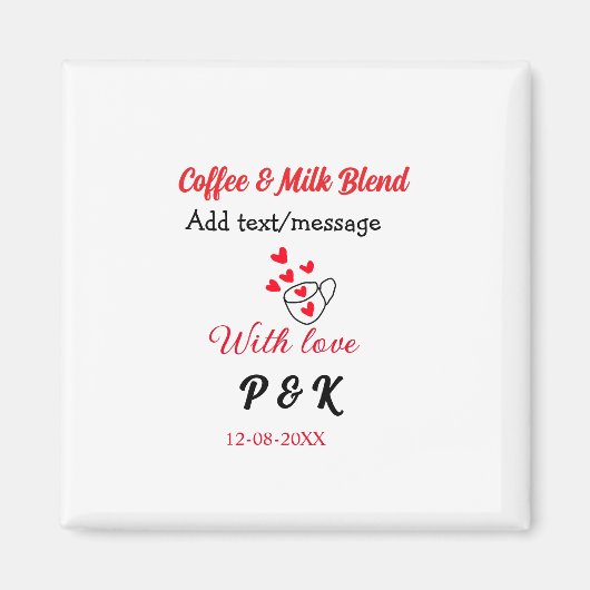Koffie & melk blend liefdes paar koffie rood hart magneet (Voorkant)