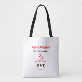 Koffie & melk blend liefdespaar koffie rood hart n tote bag