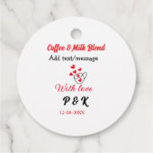 Koffie & melk blend liefdesrelatie koffie rood har bedankjes labels (Achterkant)
