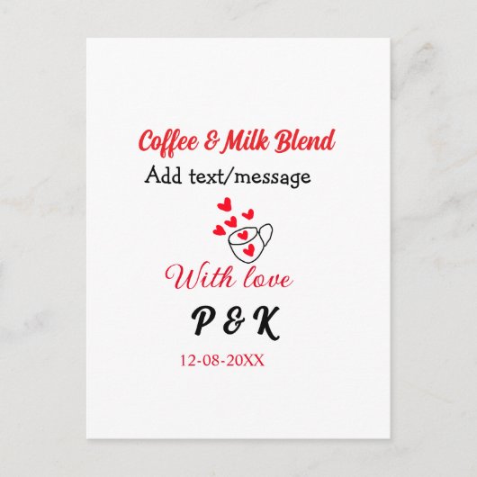 Koffie & melk blend liefdesrelatie koffie rood har briefkaart (Voorkant)