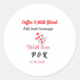 Koffie & melk blend liefdesrelatie koffie rood har ronde sticker