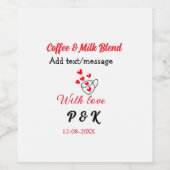 Koffie & melk blend liefdesrelatie koffie rood har wijn etiket (Enkel label)