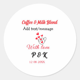 Koffie & melk mengeling liefde koppel koffie rood  ronde sticker