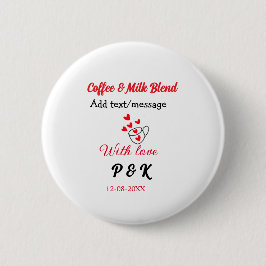 Koffie & melk mengliefdespaar koffie rood hart n ronde button 5,7 cm