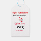 Koffie & melk mix liefde paar koffie rood hart n cadeaulabel (Achterkant)