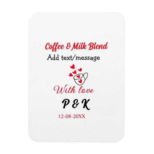 Koffie & melk mix liefde paar koffie rood hart n magneet (Verticaal)