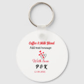Koffie & melk mix liefde paar koffie rood hart n sleutelhanger (Achterkant)