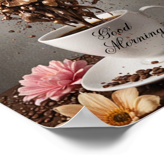 Koffie met chocoladebloem poster (Hoek)
