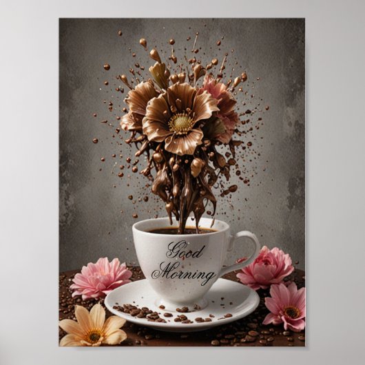 Koffie met chocoladebloem poster (Voorkant)