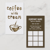 Koffie met crème ponskaart bokeh klantenkaartje (Voorkant / Achterkant)