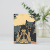 Koffie met de wolf briefkaart (Staand voorkant)