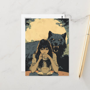 Koffie met de wolf briefkaart