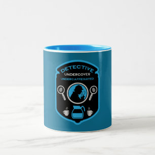 koffie met detectivethema tweekleurige koffiemok