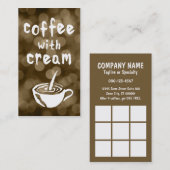 koffie met een crèmestempel , bokeh klantenkaartje (Voorkant / Achterkant)