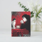 Koffie met een kat briefkaart (Staand voorkant)