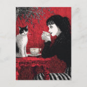 Koffie met een kat briefkaart (Voorkant)