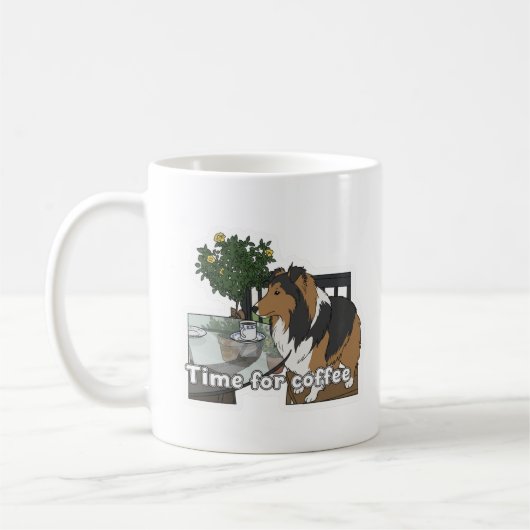 Koffie met een sheltie koffiemok (Links)