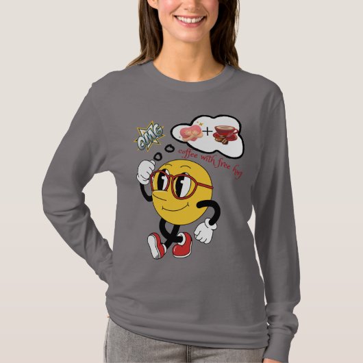 ☕ Koffie met gratis knuffel 🤗 | Schattigee emoji  T-shirt (Voorkant)
