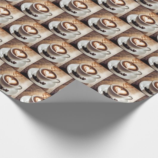 Koffie met hart en bonen cadeaupapier (Hoek)