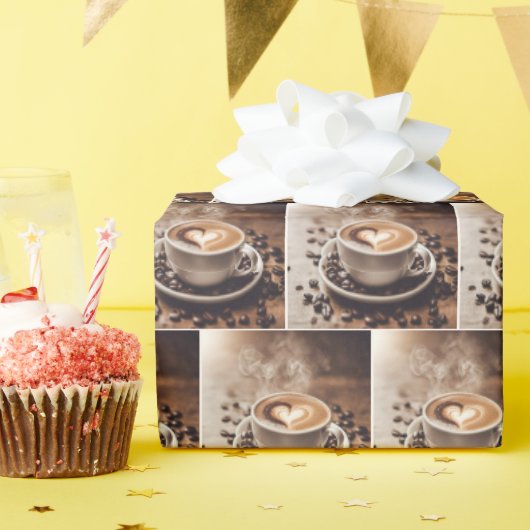 Koffie met hart en bonen cadeaupapier (Verjaardagsfeest)
