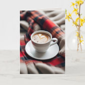 Koffie met hart op een deken kaart (Gele Bloem)