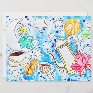 Koffie met herfstbladeren kunst