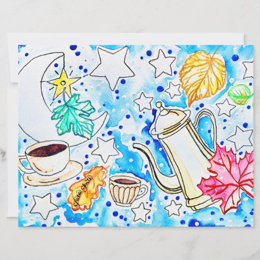 Koffie met herfstbladeren kunst (Voorkant)