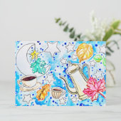 Koffie met herfstbladeren kunst kaart (Staand voorkant)
