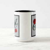 Koffie met initiële letter A en rode rozen Mok (Midden)