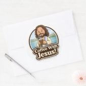 Koffie met Jezus Sticker (7,5 cm) (Envelop)