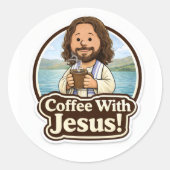 Koffie met Jezus Stickers (1,5”) (Voorkant)