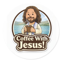 Koffie met Jezus Stickers (1,5”)