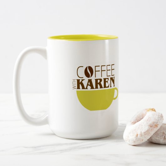 Koffie met Karen 15 oz. Mok (Met donut)
