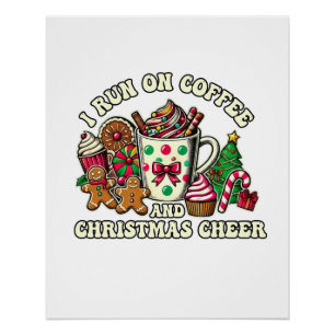 Koffie met kerstcadeau en kerstmis perfect poster
