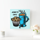 Koffie met Muffin Square Wall klok (Huis)