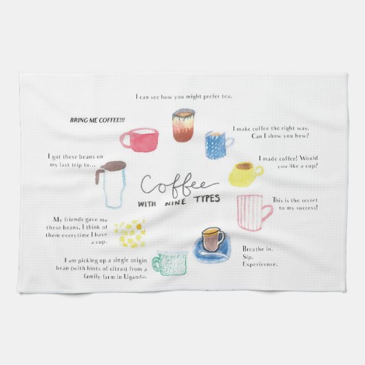 Koffie met negen types keukenhanddoek (Horizontaal)
