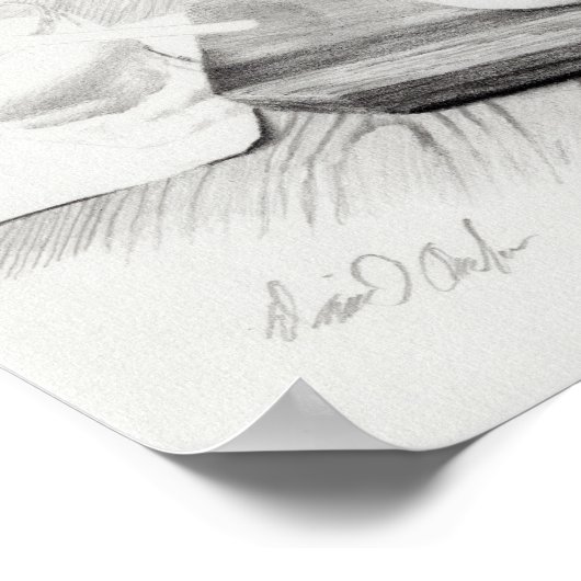 Koffie met realistische gedetailleerde potloodteke poster (Hoek)