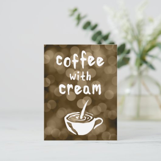 koffie met room bokeh briefkaart (Staand voorkant)