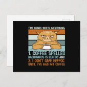Koffie met ruggegraat - Funny Cat Briefkaart (Voorkant / Achterkant)