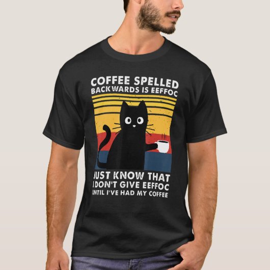 Koffie met rugleuning is EFFOC Funny Black Cat T-shirt (Voorkant)