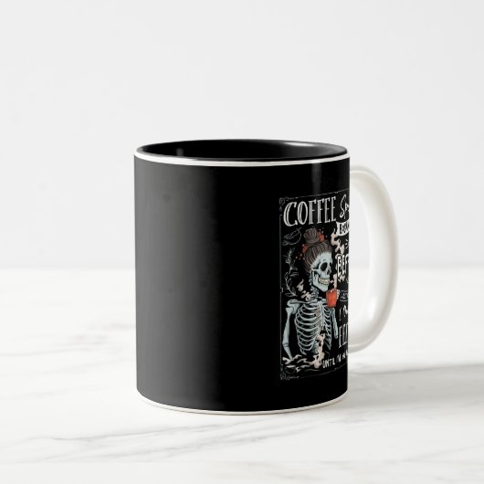 Koffie met rugleuning is EFFOC Funny Skeleton Tweekleurige Koffiemok (Voorkant rechts)
