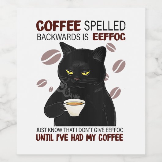 Koffie met rugspeling weet alleen maar dat wijn etiket (Enkel label)