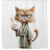 Koffie met trompy Cat Needs Douchegordijn (Voorkant)