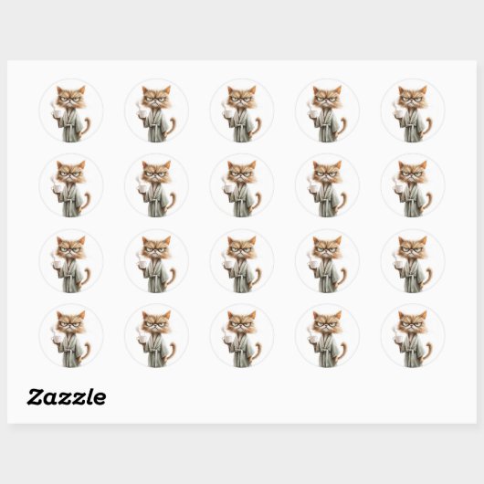 Koffie met trompy Cat Needs Ronde Sticker (Vel)